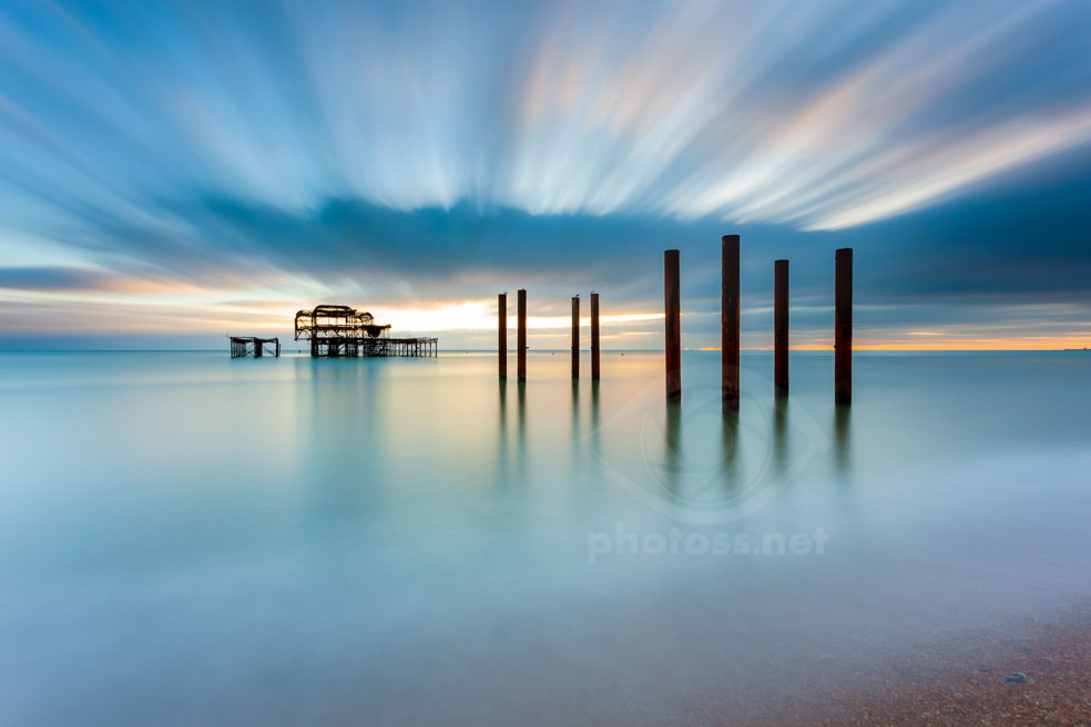 4-minute exposure of the West Pier at sunset